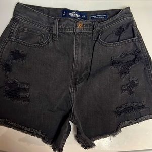 Never worn Hollister black denim distressed shorts Size 1 / 25